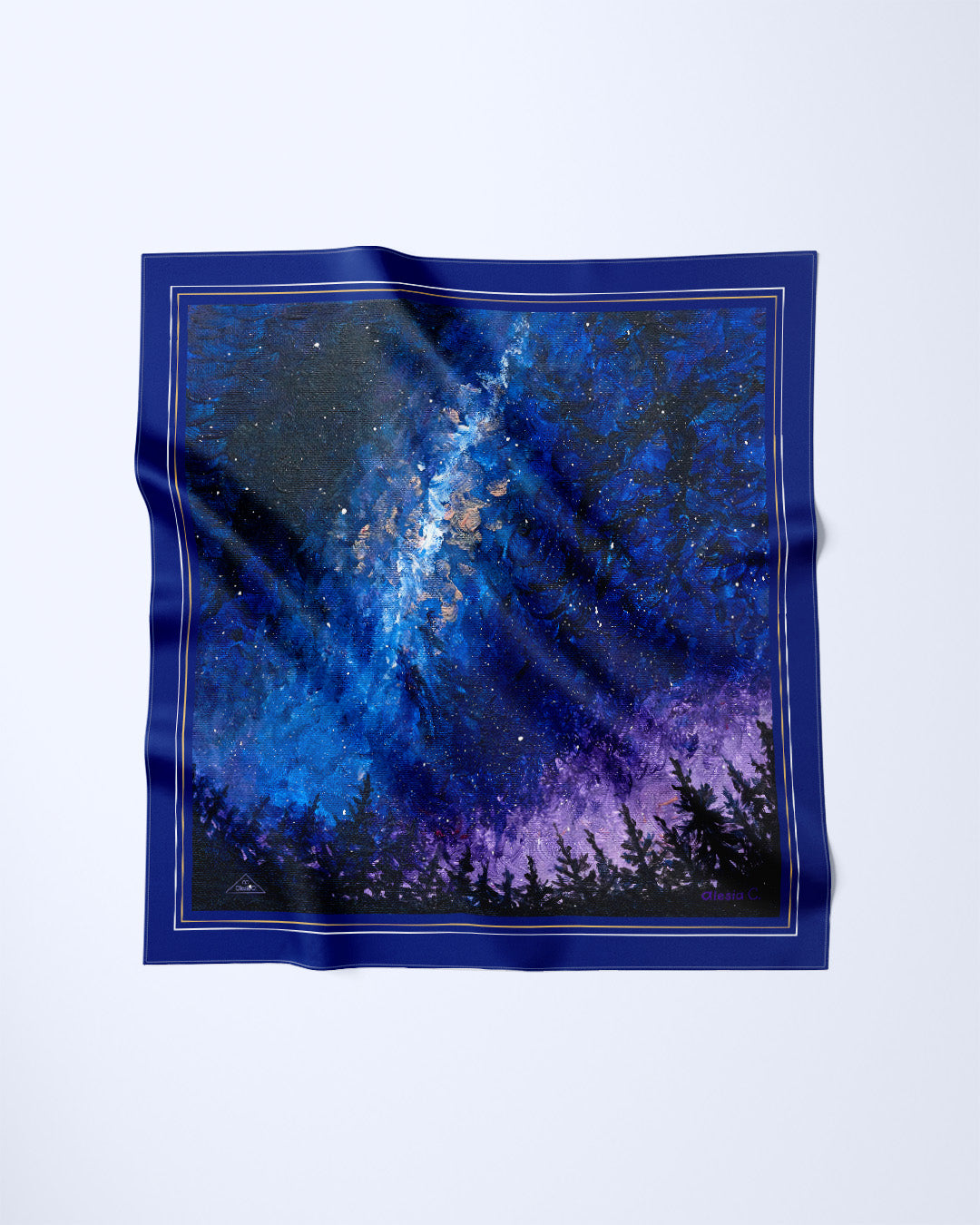 UNIVERSE MILKY WAY Designer Silk Scarf – Blue | Art-A-Porte by Alesia Chaika