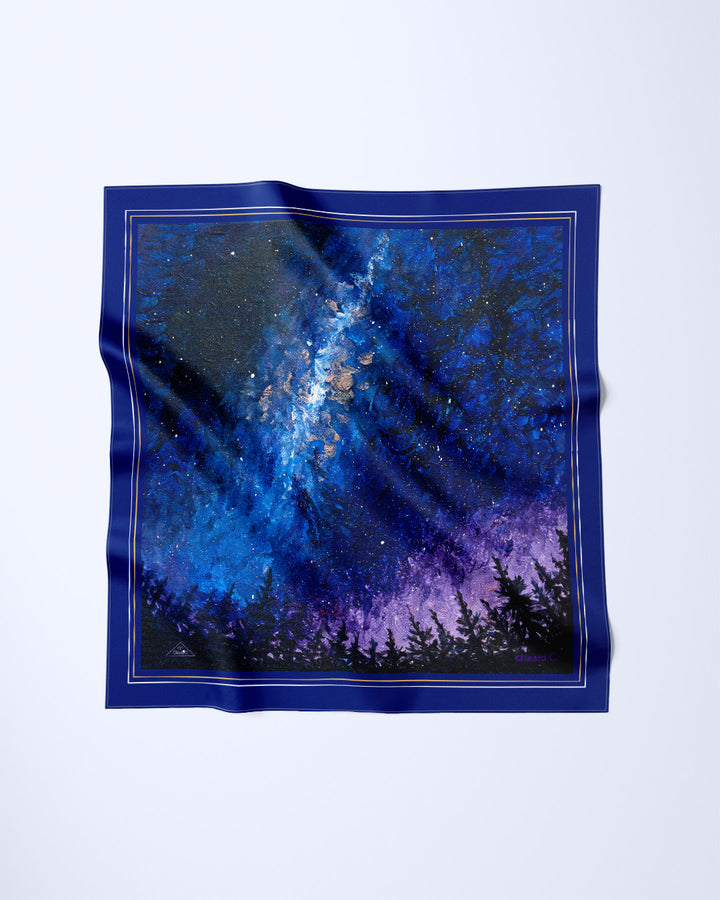 UNIVERSE MILKY WAY Designer Silk Scarf – Blue | Art-A-Porte by Alesia Chaika
