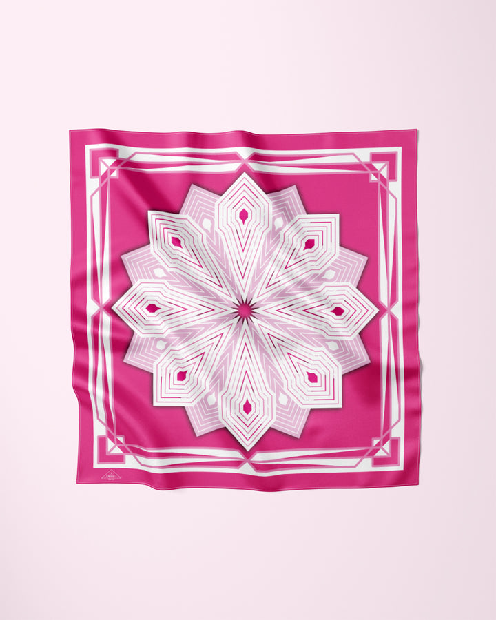 WHITE PINK SUMATRA Mandala Designer Silk Scarf by Alesia Chaika