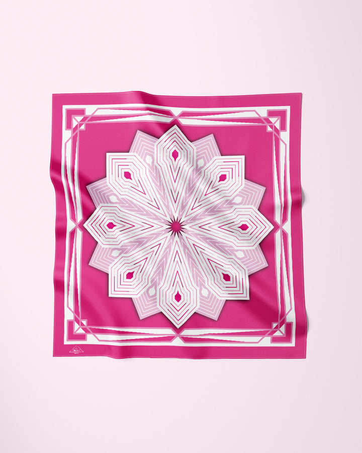 WHITE PINK SUMATRA Mandala Designer Silk Scarf by Alesia Chaika
