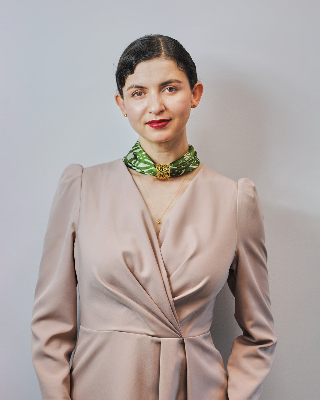 WISDOM Mandala Silk Square Scarf in Olive Sage – Multiple Sizes by Alesia Chaika