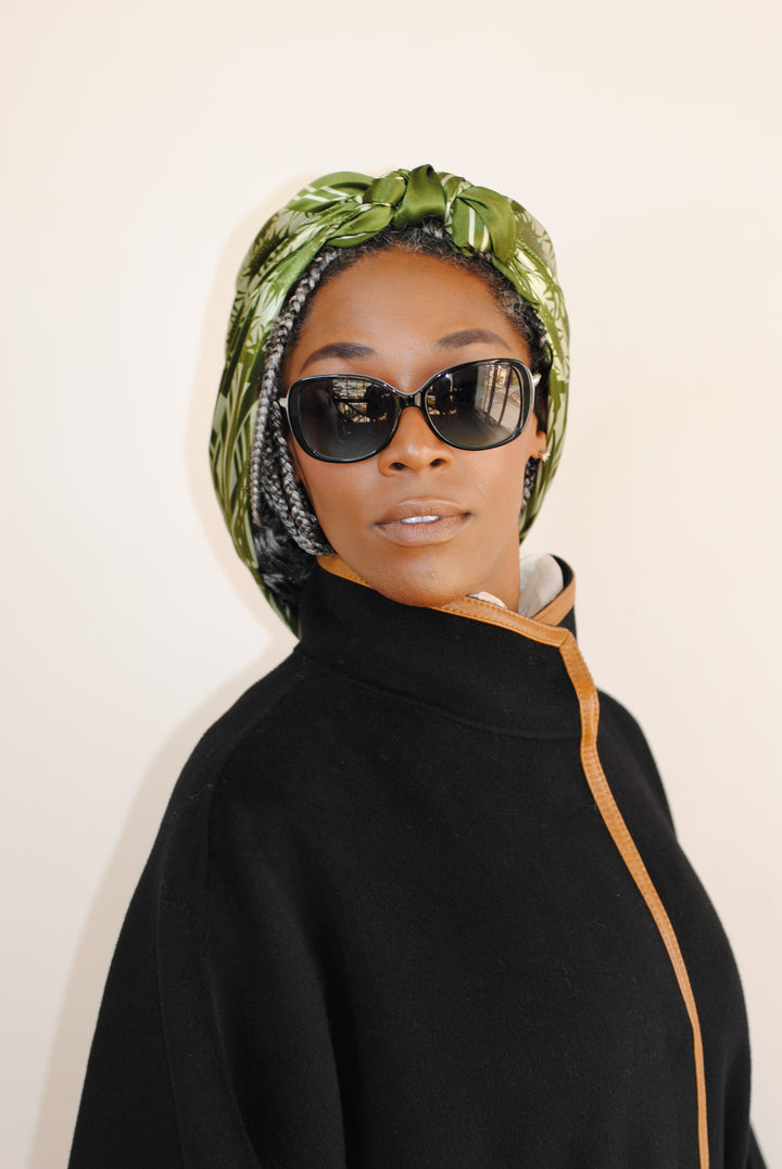 WISDOM Mandala Silk Square Scarf in Olive Sage – Multiple Sizes by Alesia Chaika