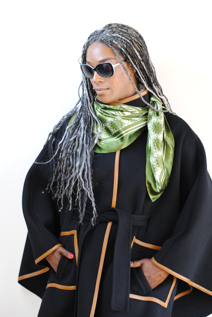 WISDOM Mandala Silk Square Scarf in Olive Sage – Multiple Sizes by Alesia Chaika