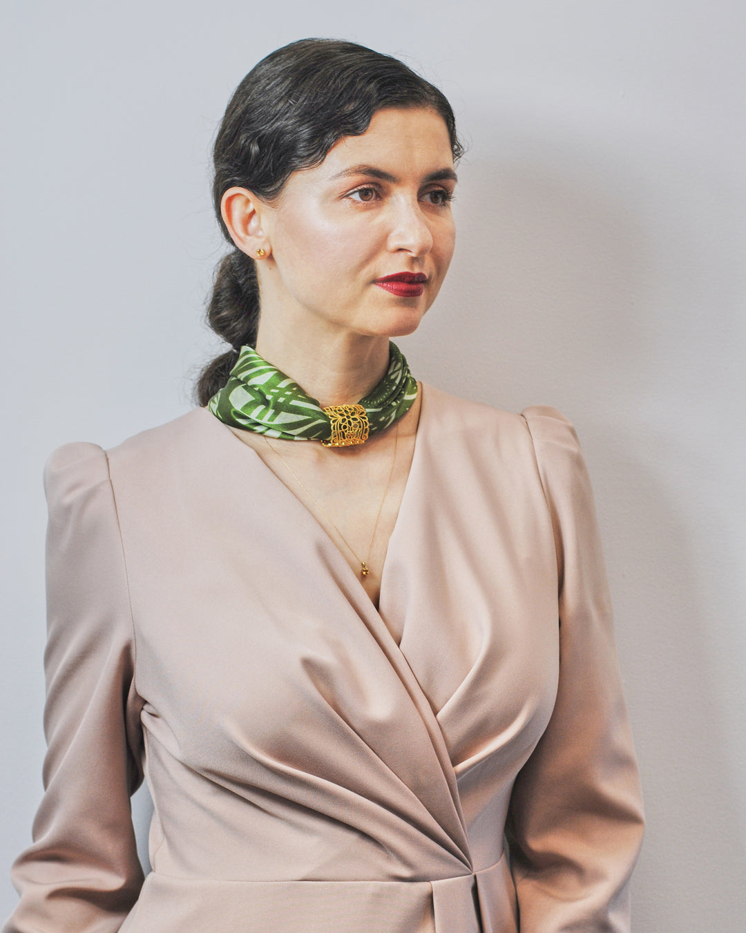 WISDOM Mandala Silk Square Scarf in Olive Sage – Multiple Sizes by Alesia Chaika