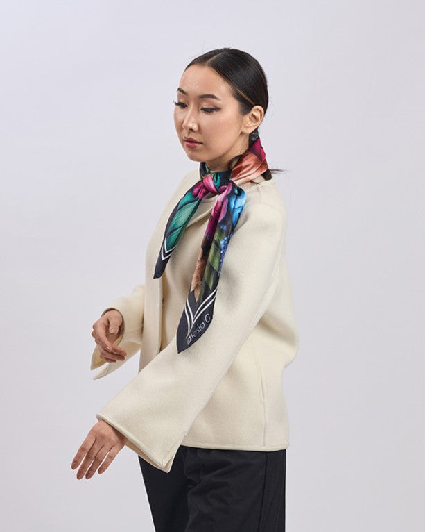 Silken Peonies Pure Silk Scarf in Pink Orange Blue Green and Black – Alesia C. Floral Collection