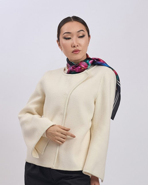 Silken Peonies Pure Silk Scarf in Pink Orange Blue Green and Black – Alesia C. Floral Collection