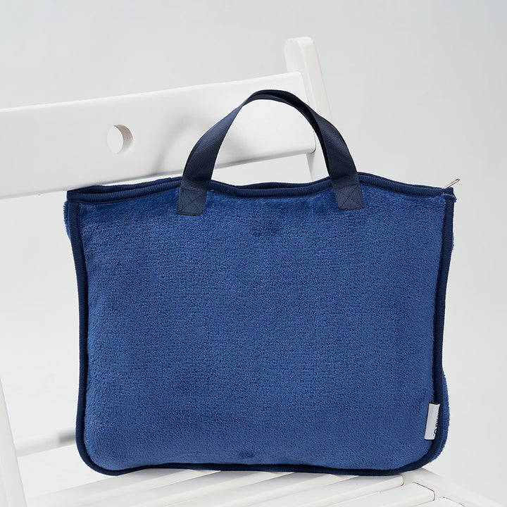 TRAVEL COZY 4-in-1 Blanket-Pillow-Bag Solid Velour Plush