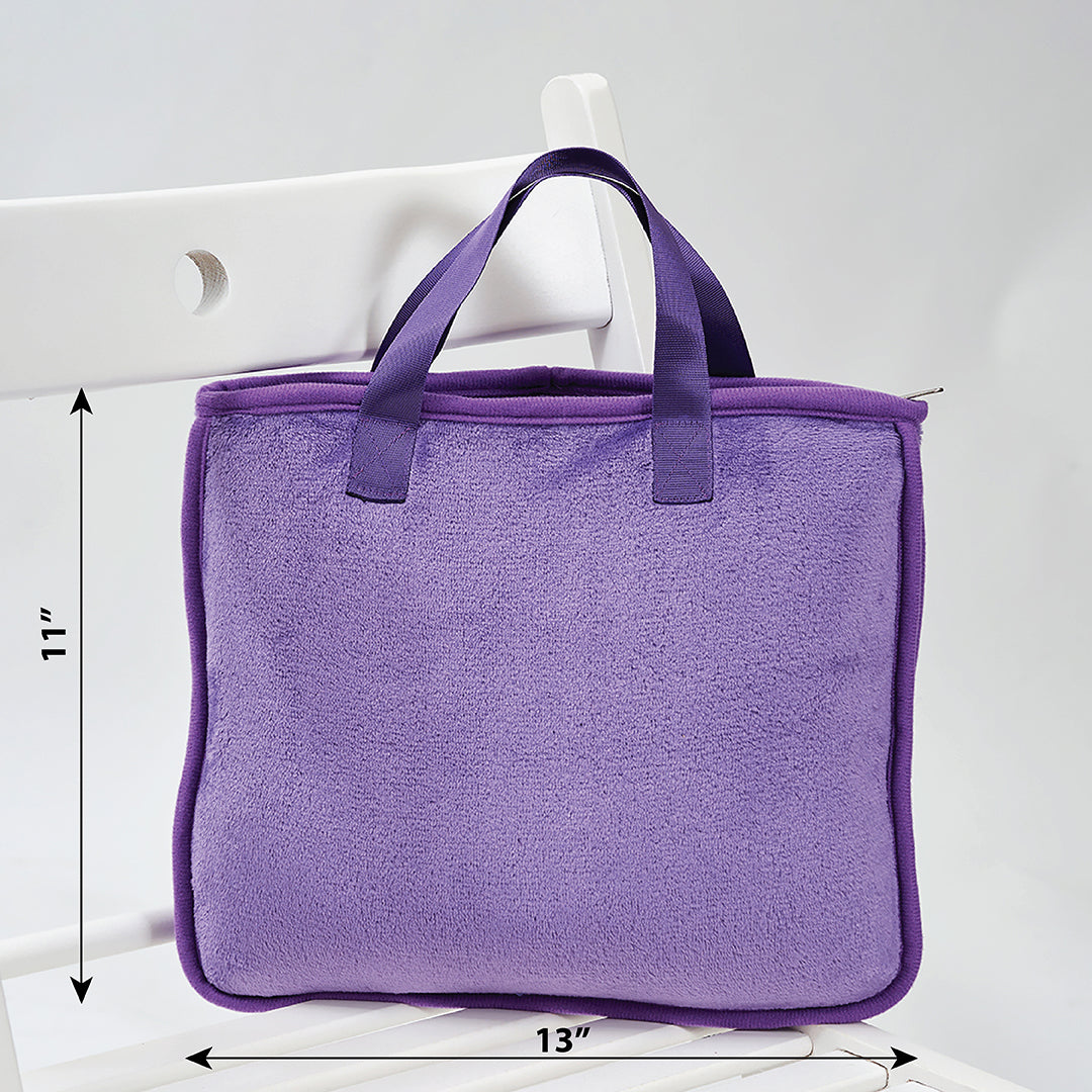 TRAVEL COZY 4-in-1 Blanket-Pillow-Bag Solid Velour Plush