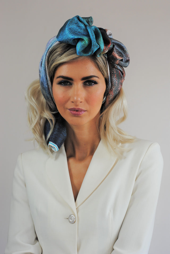 BE GRATEFUL Wearable Art 100% Pure Silk Colorful Scarf by Chicago Fashion Designer Alesia Chaika
