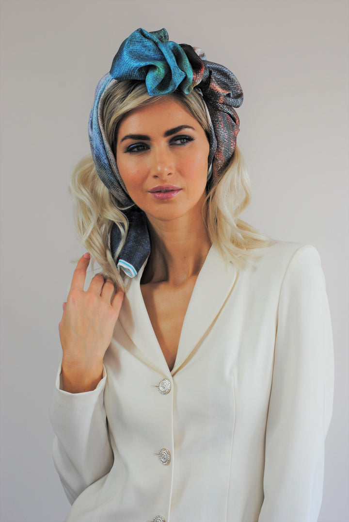 BE GRATEFUL Wearable Art 100% Pure Silk Colorful Scarf by Chicago Fashion Designer Alesia Chaika
