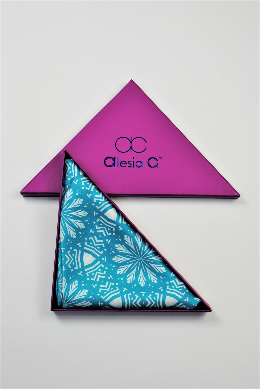 ASTER Spiritual Mandala Art Pure Silk Square Scarf in Turquoise White by Chicago Fashion Designer Alesia Chaika Best Gift For Her For Mom
