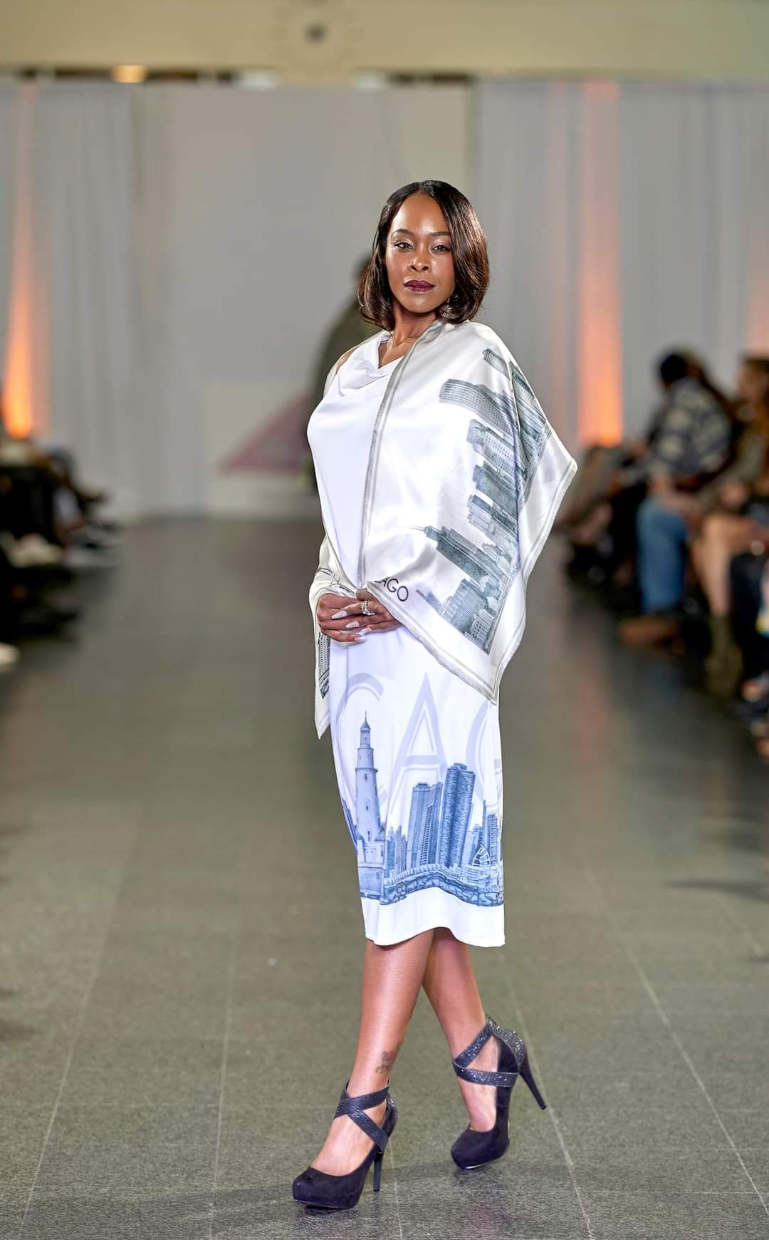 Chicago Skyline Art Dress by Alesia Chaika Wearable Art  Custom City Dress