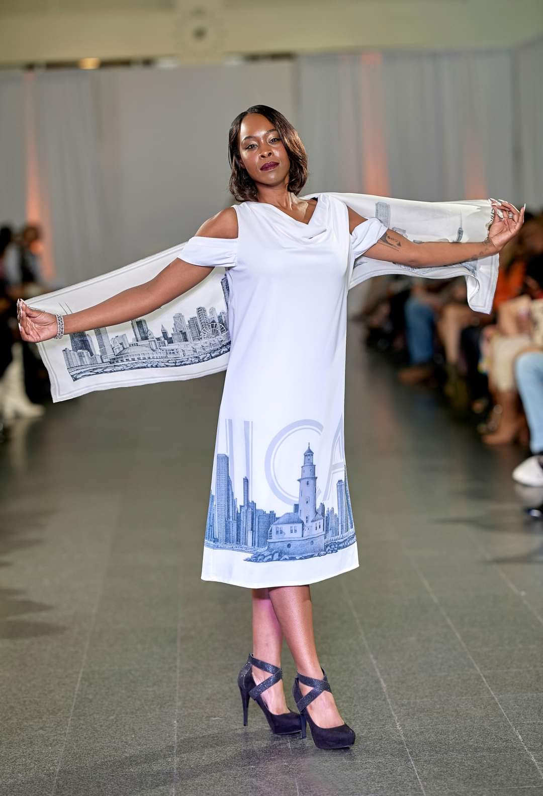 Chicago Skyline Art Dress by Alesia Chaika Wearable Art  Custom City Dress