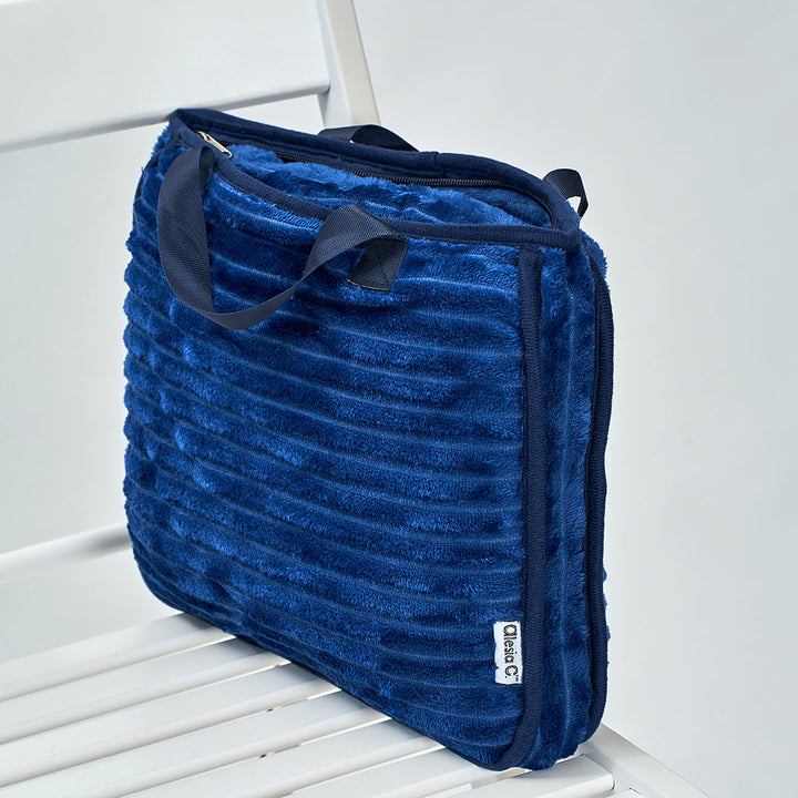 Blue Travel Cozy Blanket in The Bag With Luggage Strap by Alesia C. Alesia Chaika