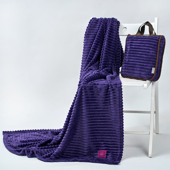 Purple Travel Cozy Blanket in The Bag With Luggage Strap by Alesia C. Alesia Chaika