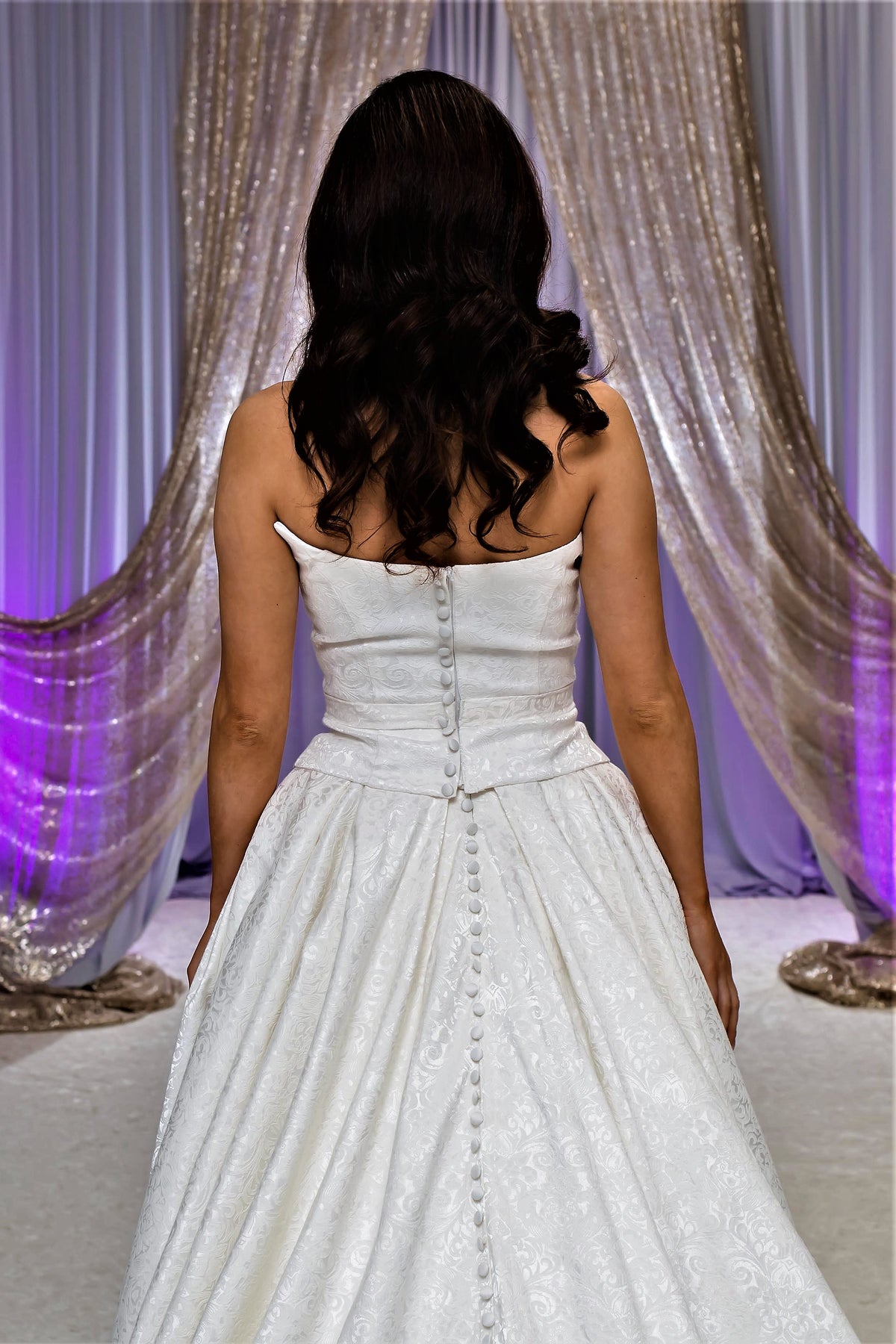 BEANA Two Piece Off White Jacquard High Bean A Line Bridal Gown
