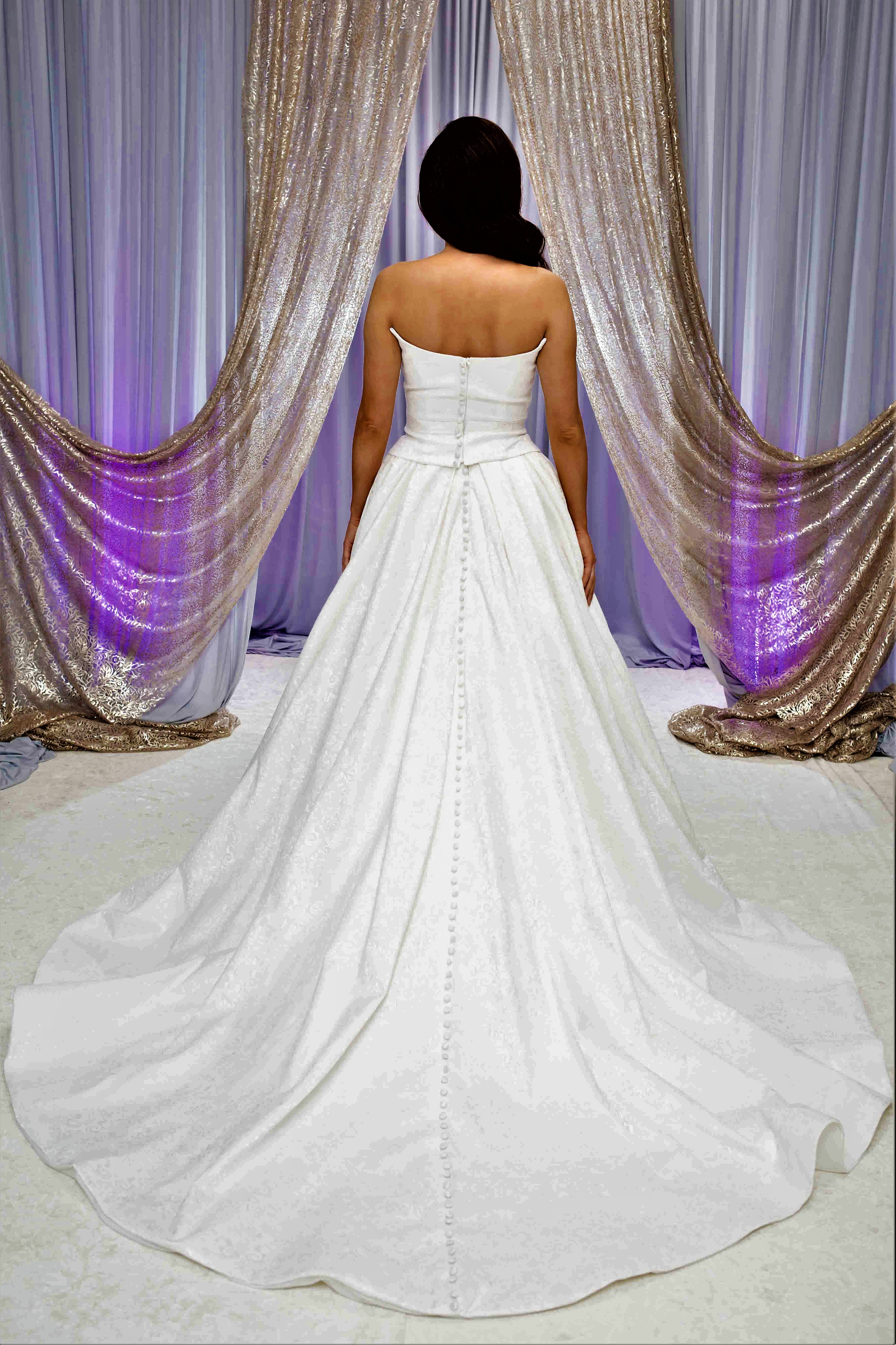 BEANA Two Piece Off White Jacquard High Bean A Line Bridal Gown