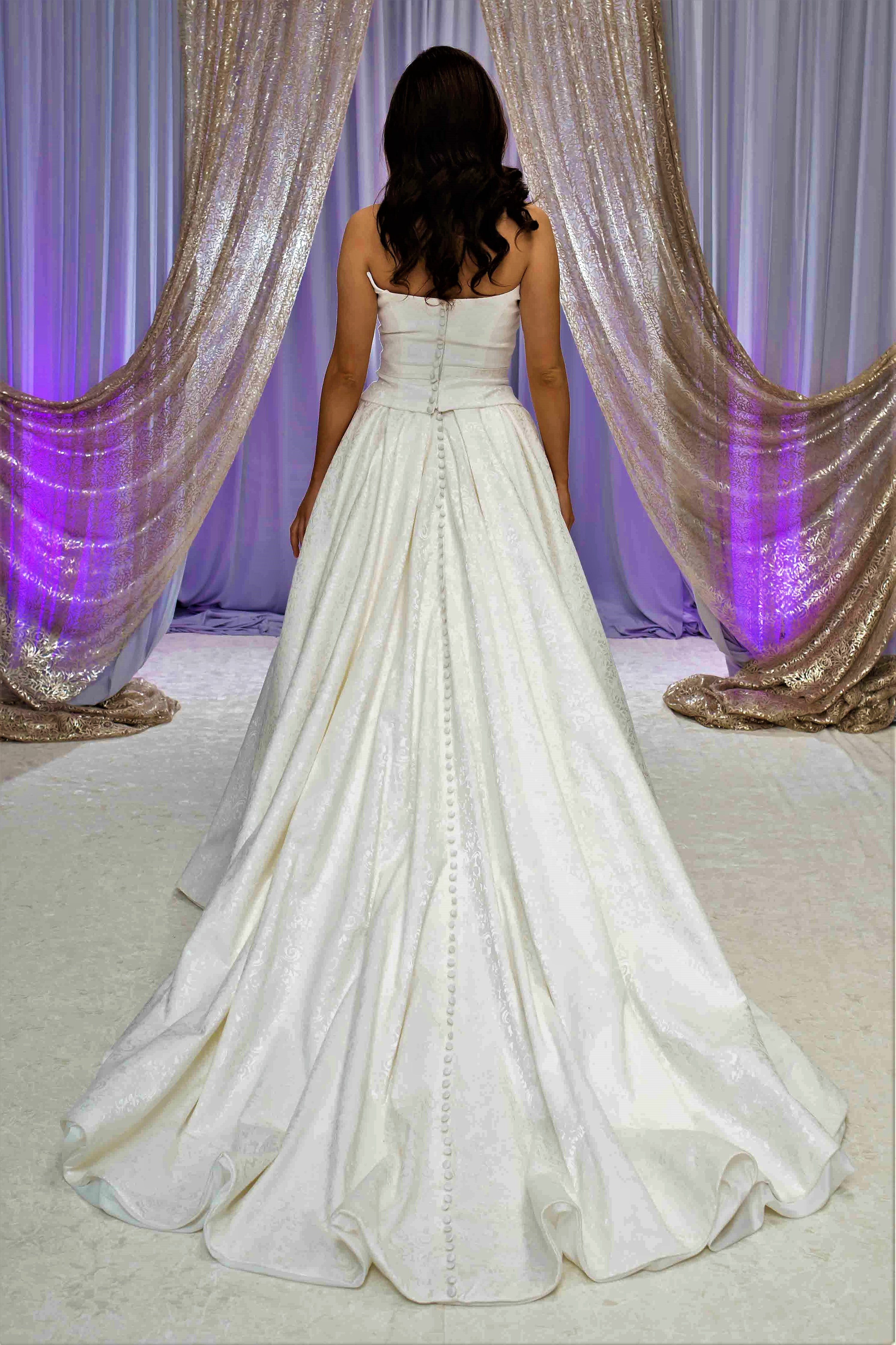 BEANA Two Piece Off White Jacquard High Bean A Line Bridal Gown Alesia C
