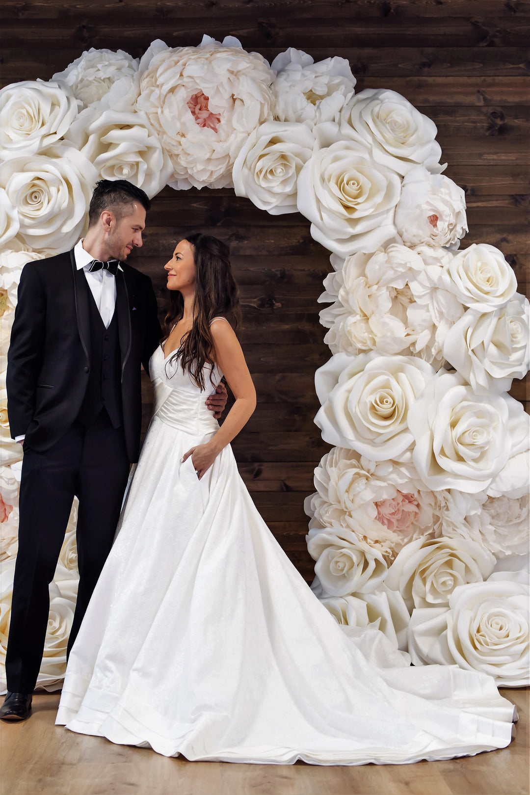 ANITA Off White Royal Jacquard Ball Bridal Gown With Spaghetti Straps by Alesia C. AlesiaC.com 1