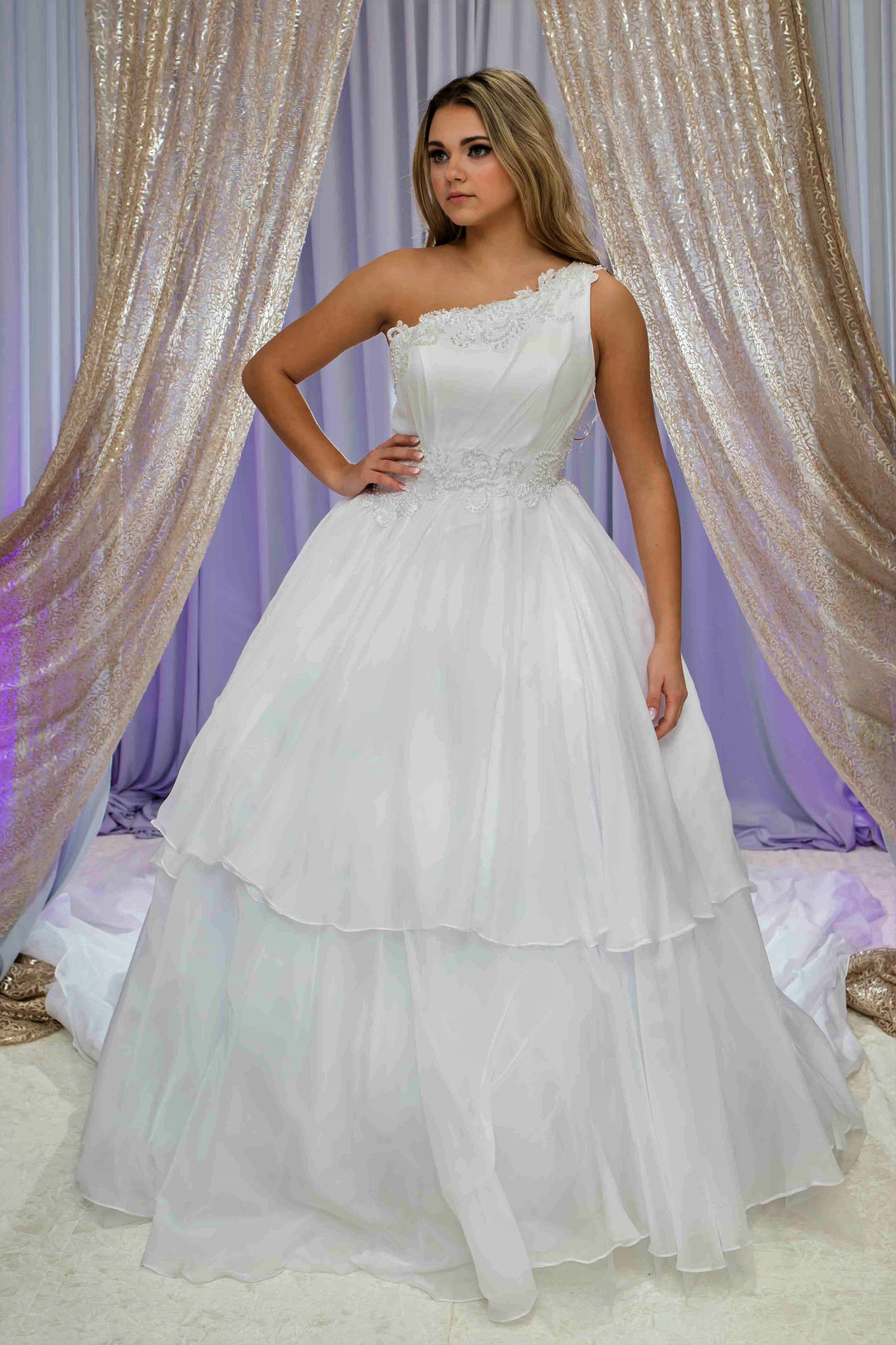 APHRODITE One Shoulder Liquid Chiffon Ball Bridal Gown