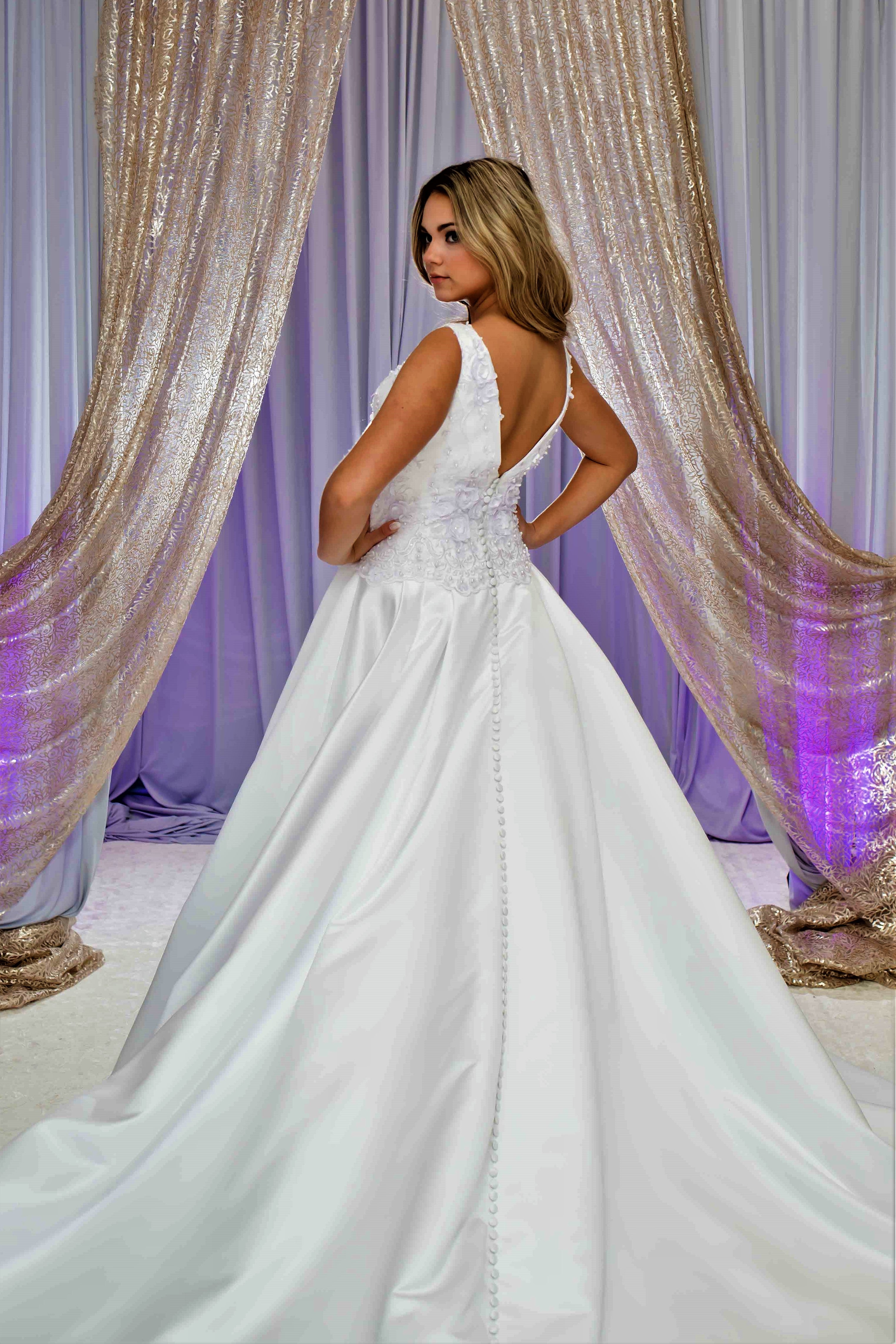 Floral satin hotsell ball gown