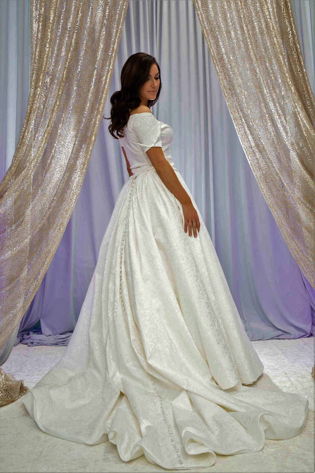 CICILIA Royal Jacquard A-Line Long Bridal Skirt