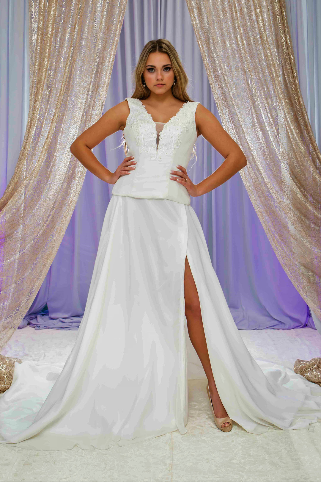 MARKIZA Two-Piece A-Line Chiffon Bridal Gown