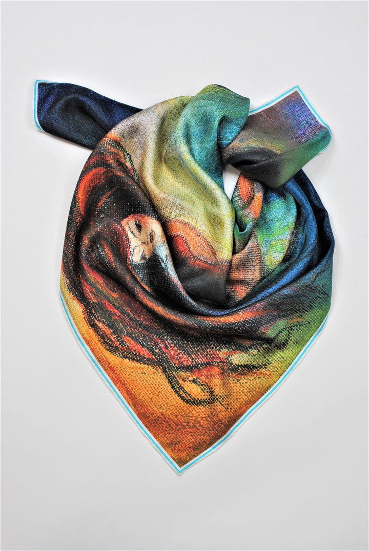 BE GRATEFUL Wearable Art 100% Pure Silk Scarf by Chicago Fashion Designer Alesia Chaika