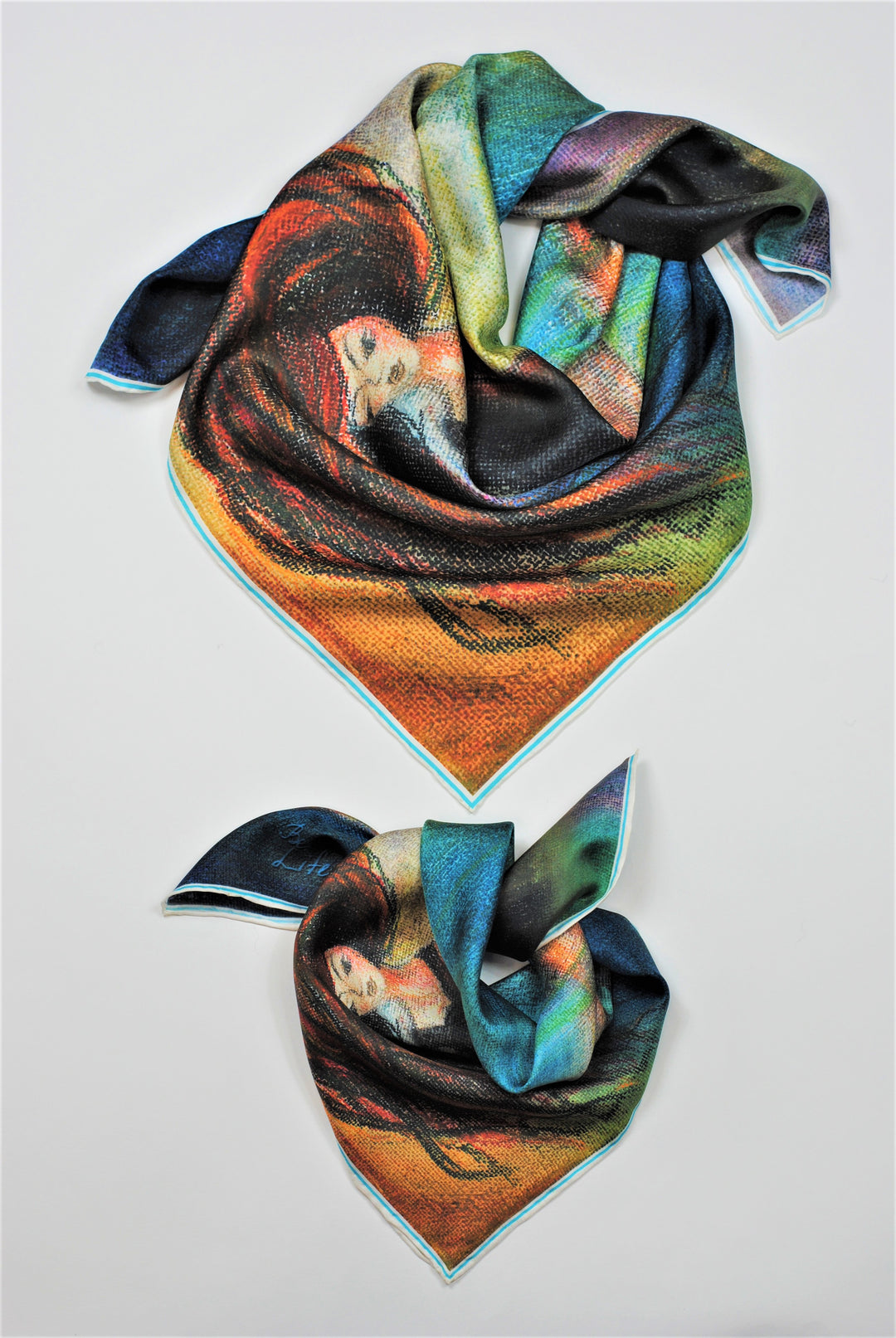BE GRATEFUL Wearable Art 100% Pure Silk Scarf by Chicago Fashion Designer Alesia Chaika