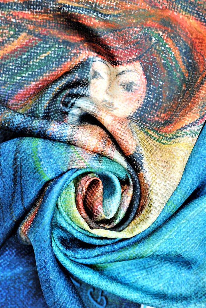 BE GRATEFUL Wearable Art 100% Pure Silk Colorful Scarf by Chicago Fashion Designer Alesia Chaika
