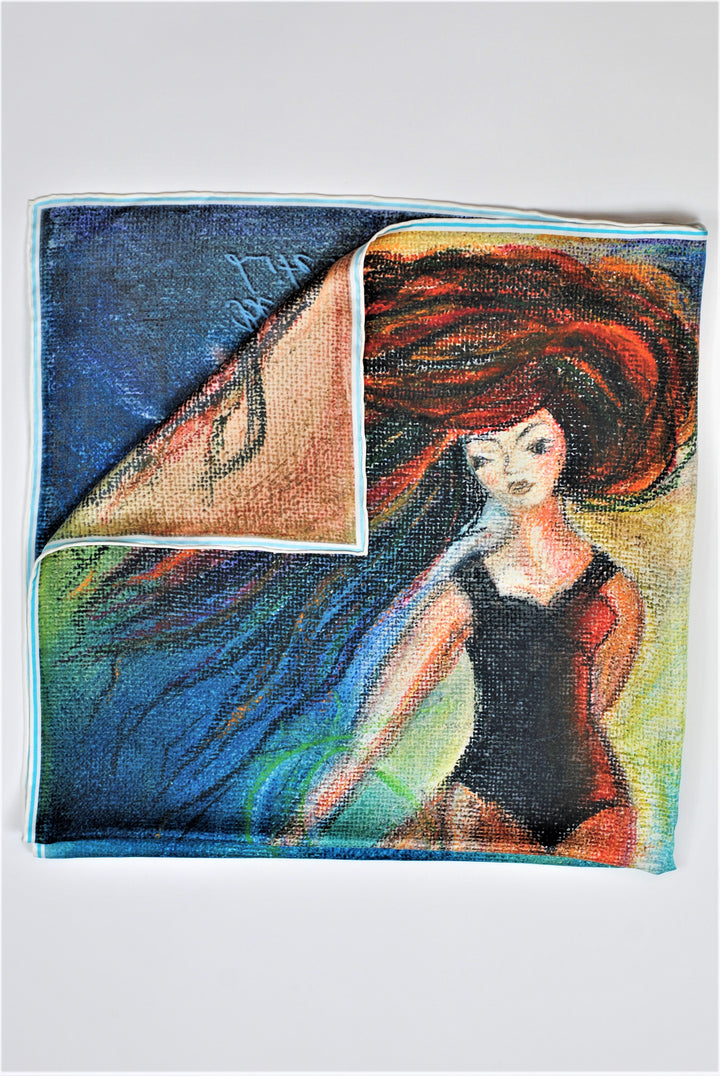 BE GRATEFUL Wearable Art 100% Pure Silk Colorful Scarf by Chicago Fashion Designer Alesia Chaika