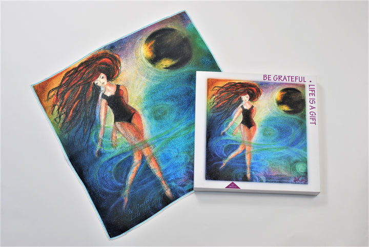 BE GRATEFUL Wearable Art 100% Pure Silk Colorful Scarf by Chicago Fashion Designer Alesia Chaika