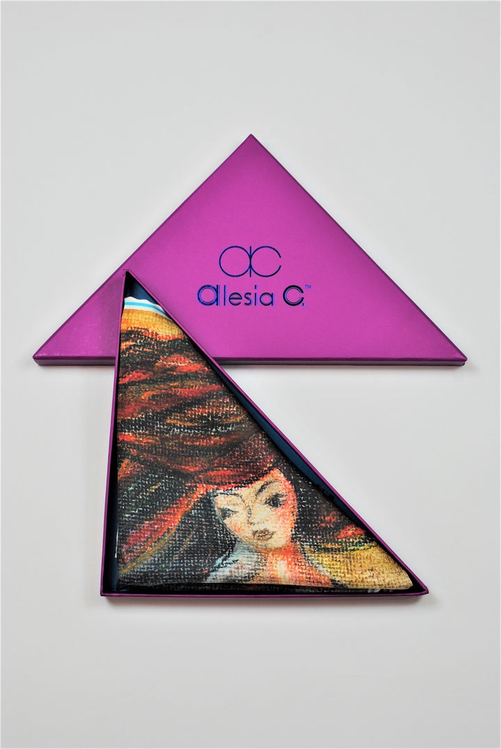 BE GRATEFUL Wearable Art 100% Pure Silk Colorful Scarf by Chicago Fashion Designer Alesia Chaika
