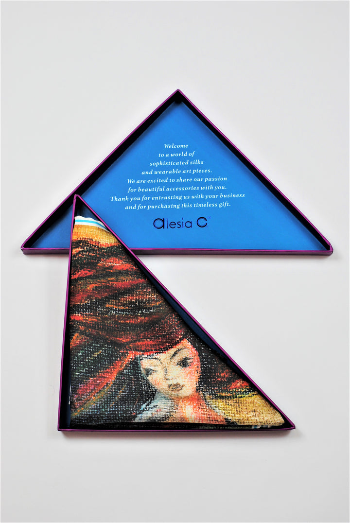 BE GRATEFUL Wearable Art 100% Pure Silk Colorful Scarf by Chicago Fashion Designer Alesia Chaika