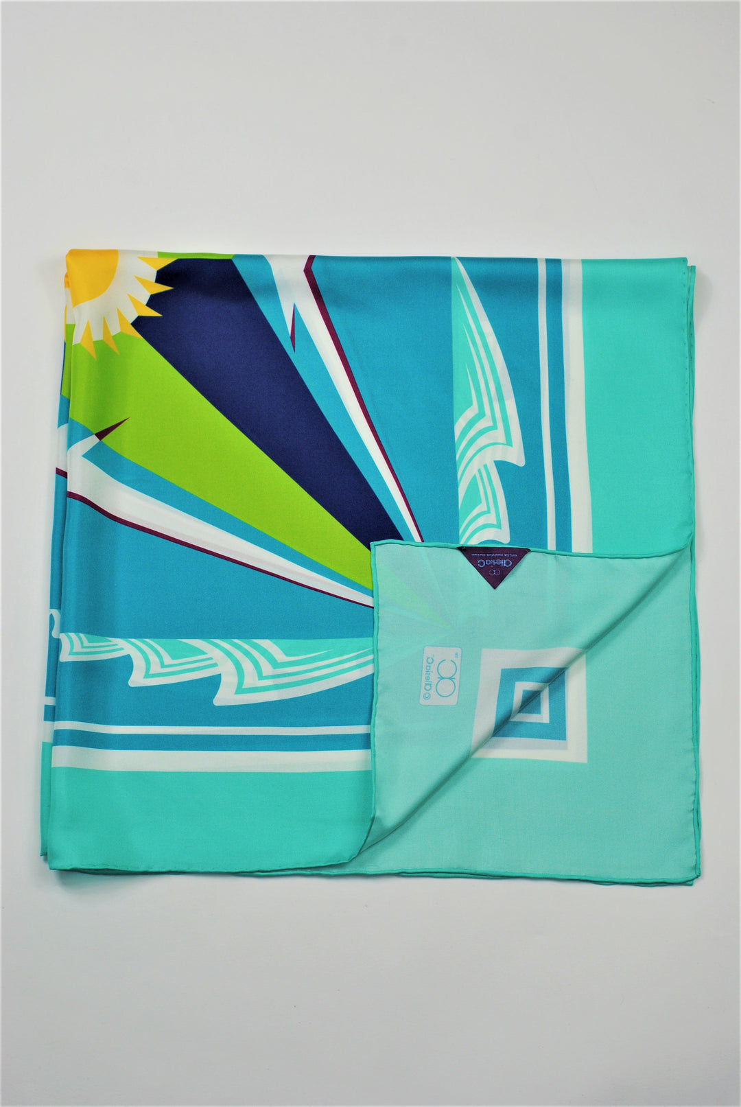 GREAT LAKE Mandala 100% Silk Square Scarf in Sea Mint