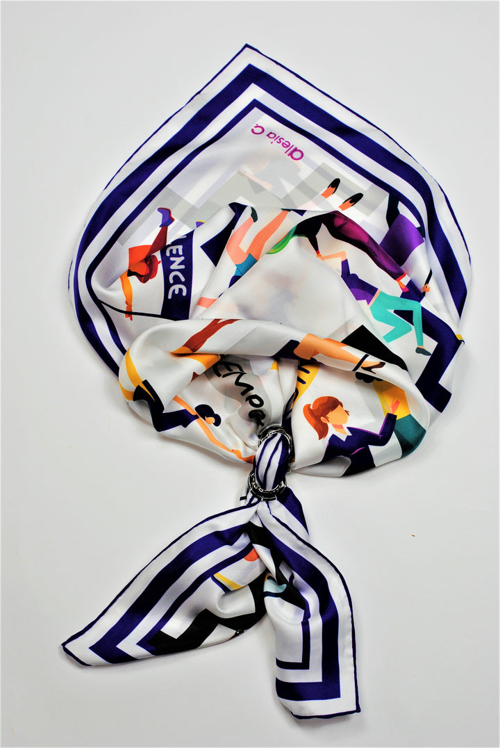 EMPOWER Women's History Month 100% Silk Square Scarf by Alesia Chaika AlesiaC.com