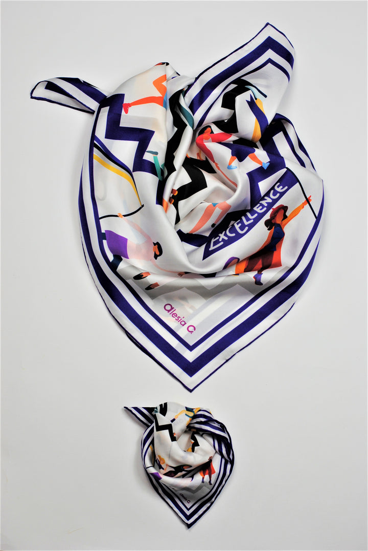 EMPOWER Women's History Month 100% Silk Square Scarf by Alesia Chaika AlesiaC.com