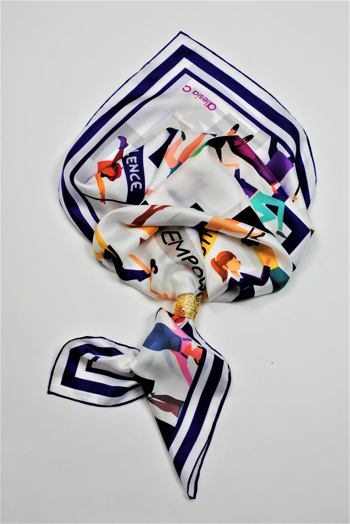 EMPOWER Women's History Month 100% Silk Square Scarf by Alesia Chaika AlesiaC.com