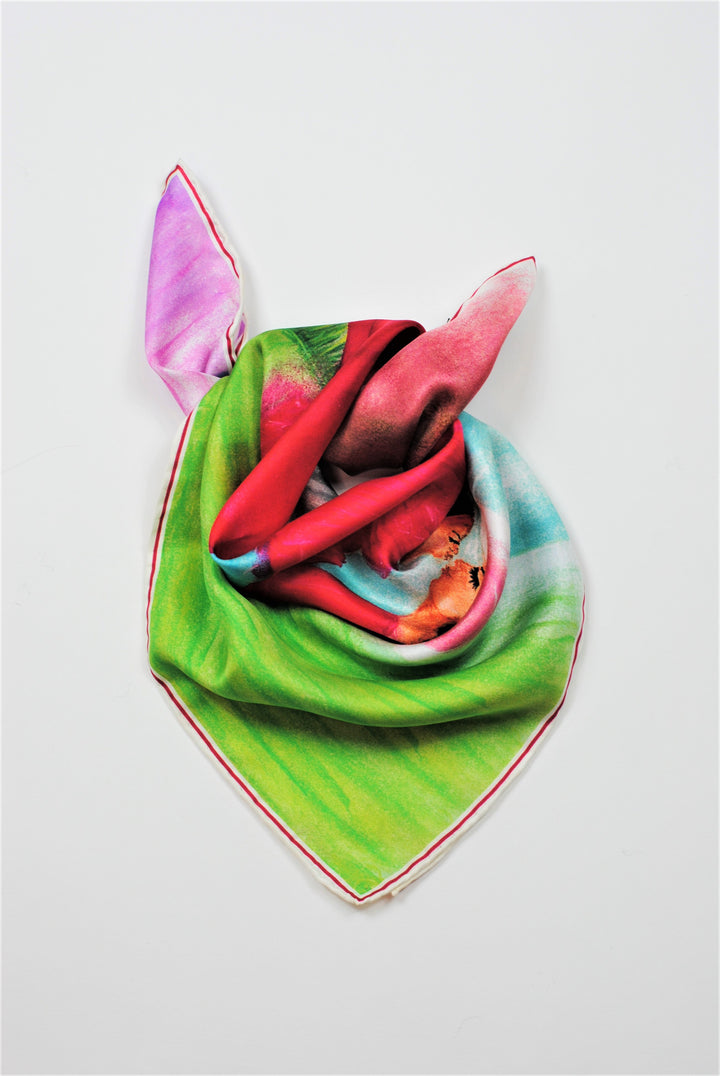 YOU ARE THE BEST Wearable Art Pure Silk Scarf 34'x34" by Alesia Chaika Love Story of Mother and daughter fine wearable art
