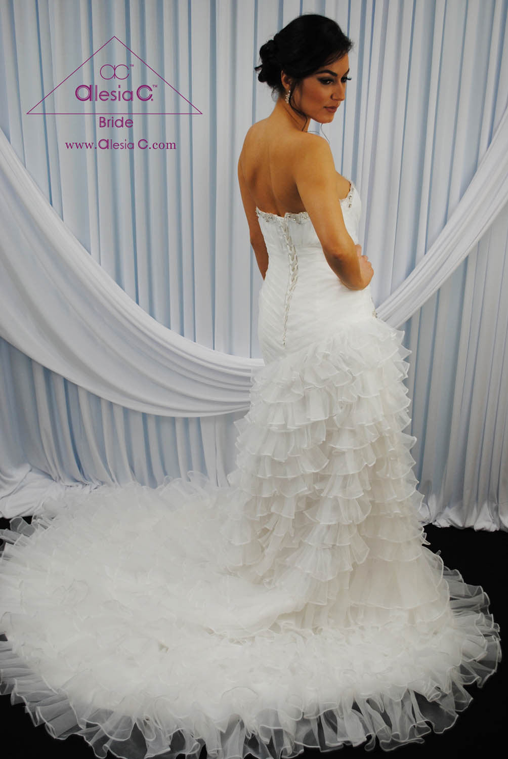 BLOOMA Sweetheart Fit-and-Flare Ruffled Bridal Gown