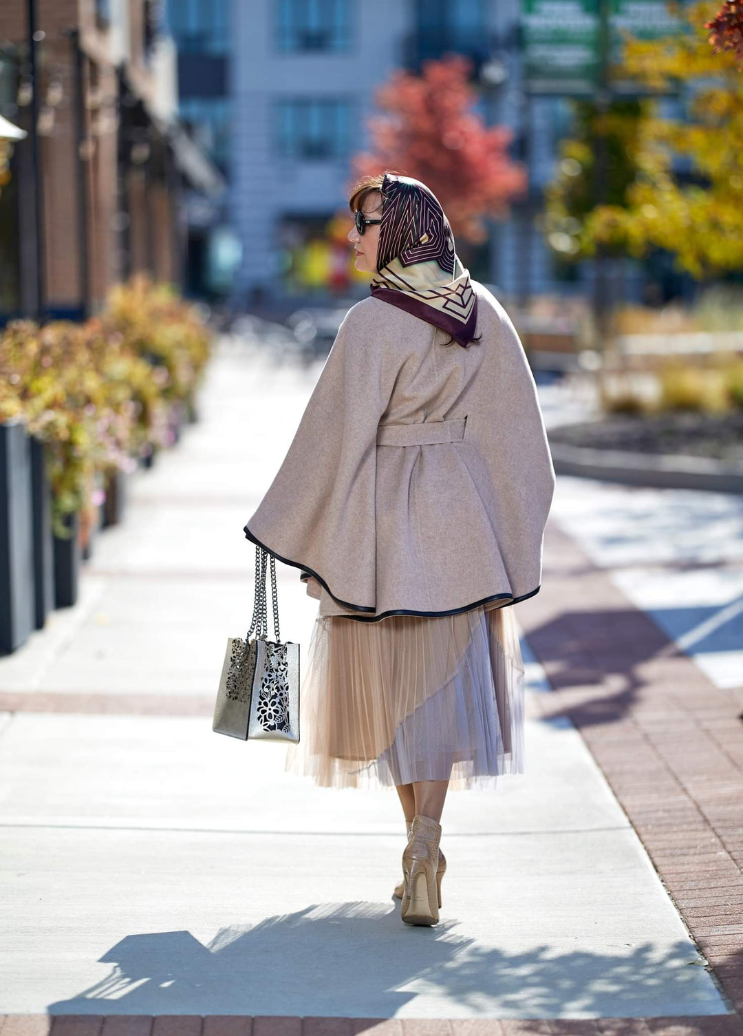 Luxury Designer Beige Alpaca Wool Belted Cape Poncho Coat Brown Leather by Alesia Chaika