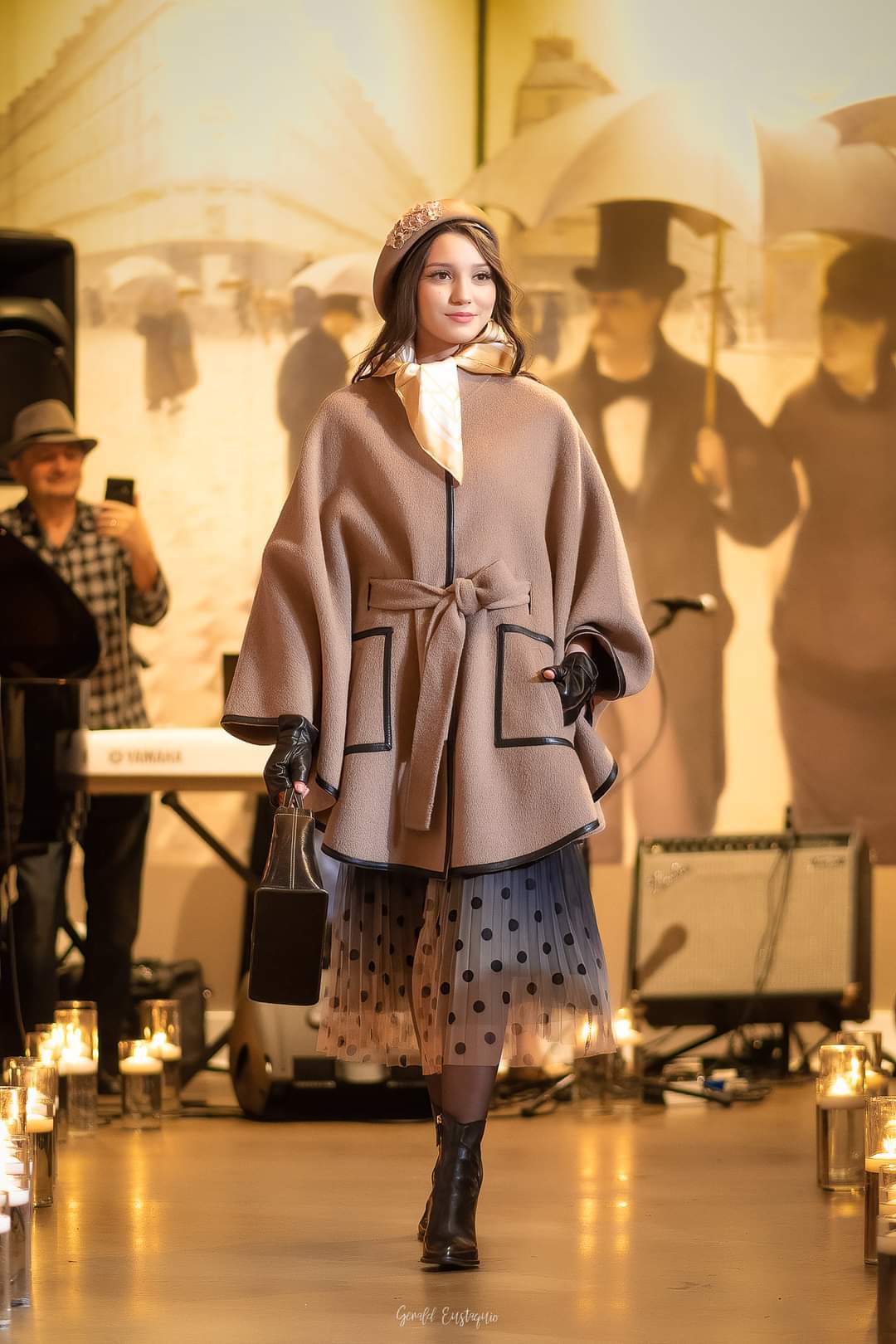 Luxury Designer Beige Alpaca Wool Belted Cape Poncho Coat Brown Leather by Alesia Chaika
