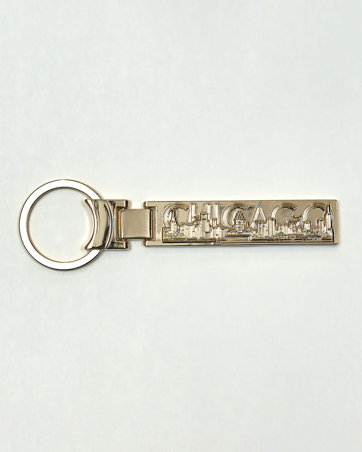 CHICAGO Skyline 3D Fine Art Key Ring Gold Plated by Alesia Chaika