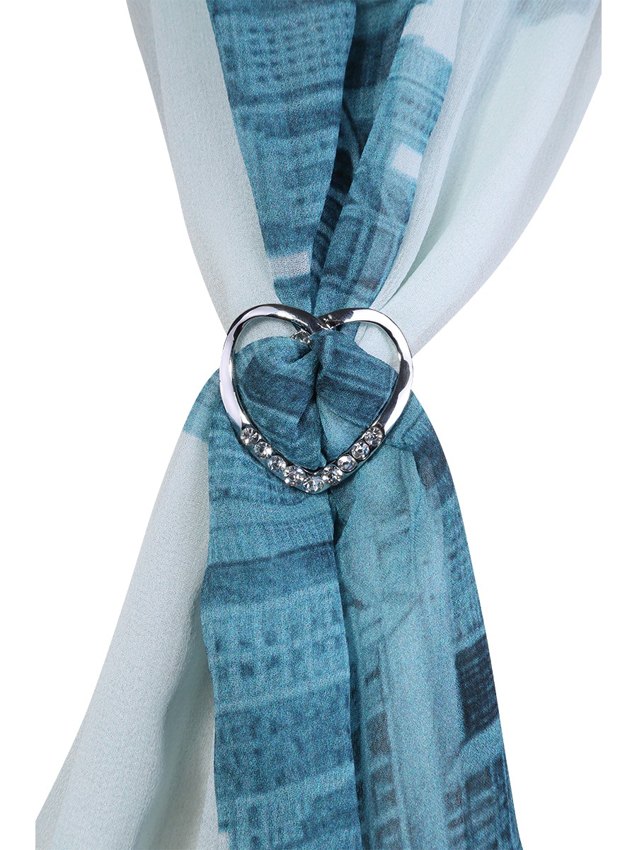 CRYSTAL HEART Designer Scarf Charm-Ring in Silver