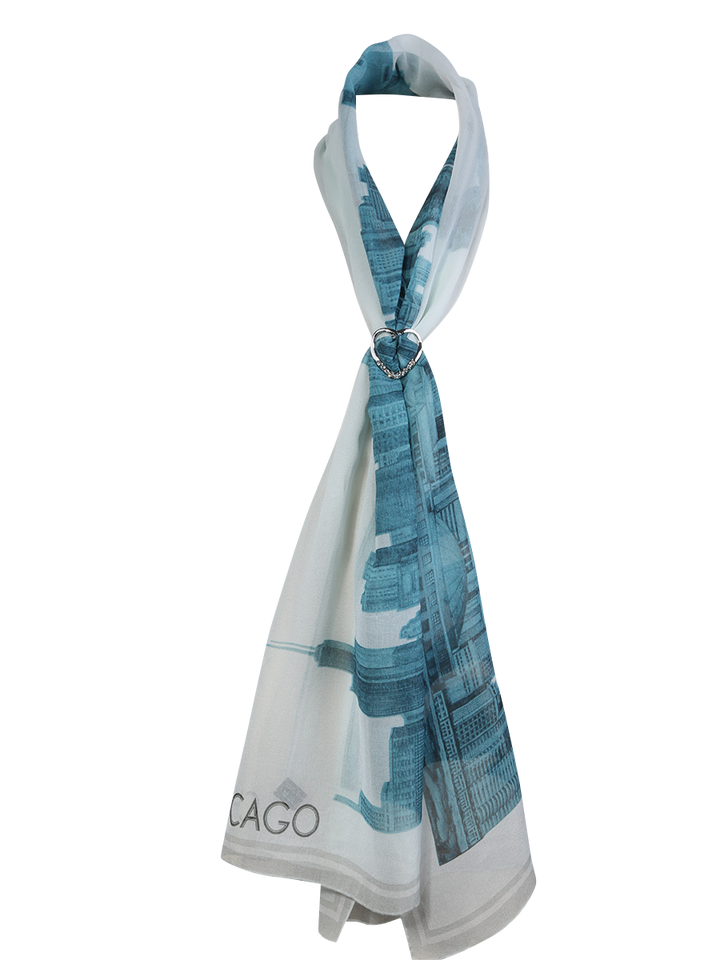 CRYSTAL HEART Designer Scarf Charm-Ring in Silver
