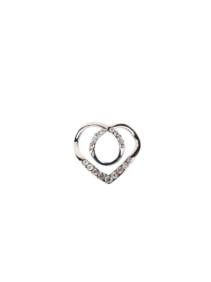 CRYSTAL HEART Designer Scarf Charm-Ring in Silver