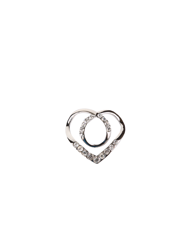 CRYSTAL HEART Designer Scarf Charm-Ring in Silver