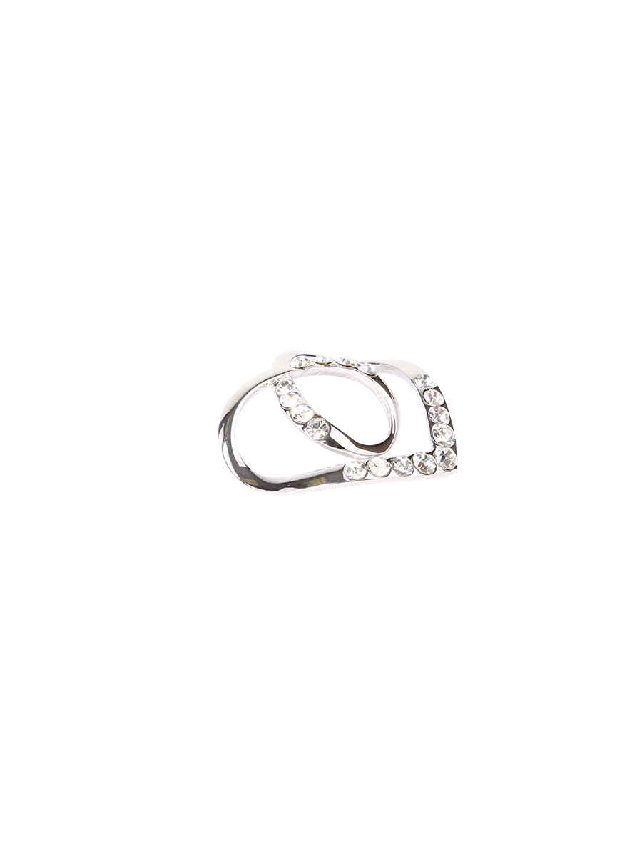CRYSTAL HEART Designer Scarf Charm-Ring in Silver