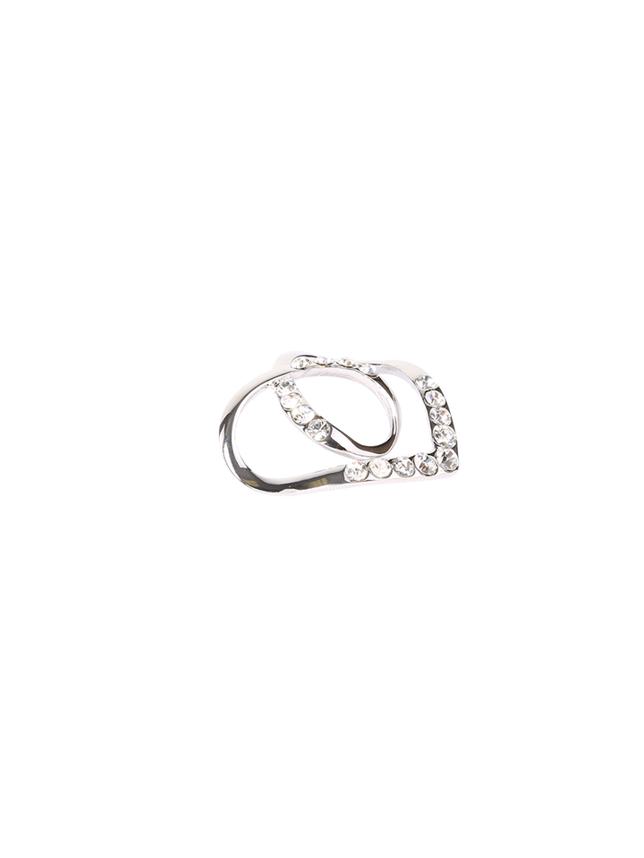 CRYSTAL HEART Designer Scarf Charm-Ring in Silver