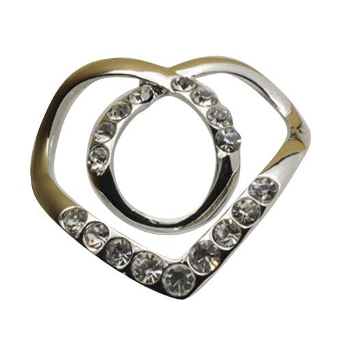 CRYSTAL HEART Designer Scarf Charm-Ring in Silver